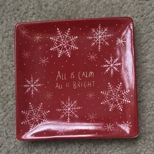 Festive Red Snowflake Holiday Plate